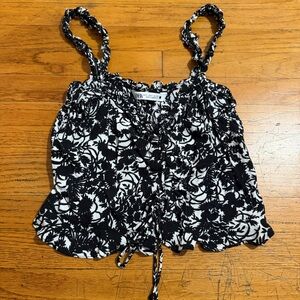 Zara Floral Black and White Women's Tank Top